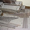 Elementi della meccanica e canne in castagno prima del restauro