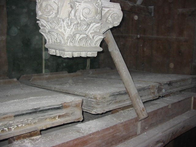 I tre mantici a cuneo originali prima del restauro.