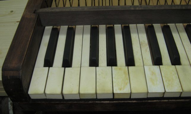 Particolare copertine tastiera dopo il restauro